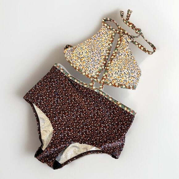 Zimmermann Sz 2 (6/8) Floral Swimsuit One Piece Cutout Halter Bikini - Picture 10 of 10